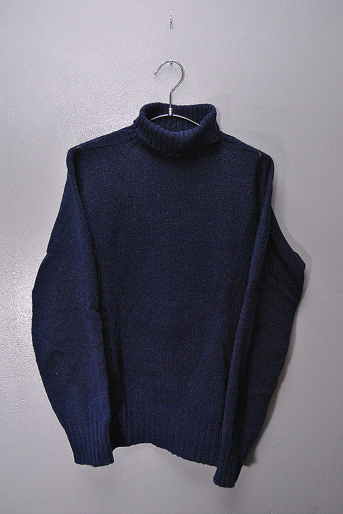 ANATOMICA 2PLY SHETLAND WOOL SWEATER ROLL NECK #NAVY