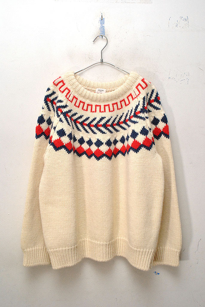 CELINE OVERSIZED SHETLAND CREWNECK SWEATER