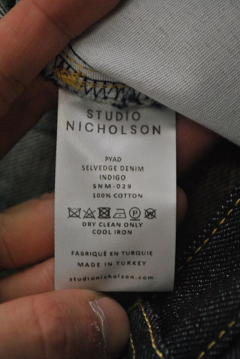 STUDIO NICHOLSON PYAD DENIM SUEDE HEAD SLACK