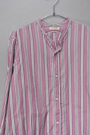 HEUGN Stripe Rob コットンオルタネイトストライプバンドカラーシャツ