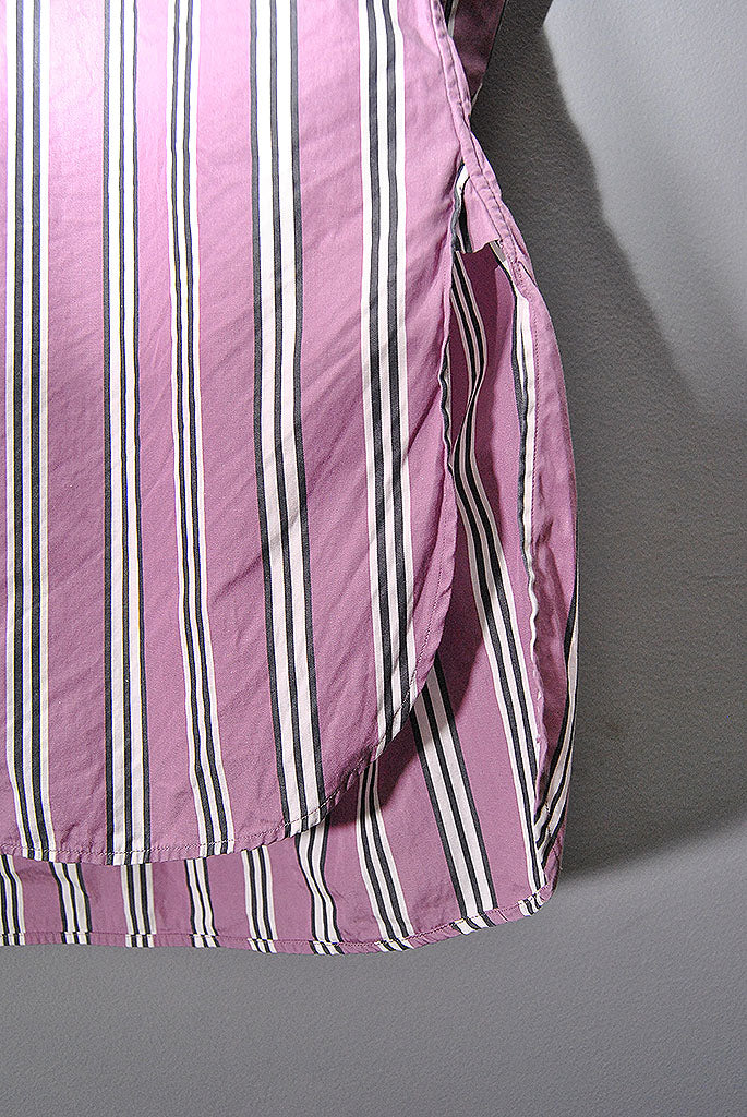 HEUGN Stripe Rob コットンオルタネイトストライプバンドカラーシャツ