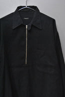 COMOLI カシミア和紙ハーフジップシャツ