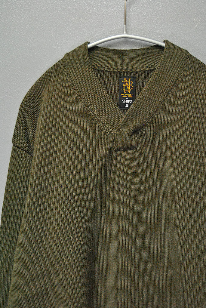 BATONER × Begin × SHIPS 畔編みVネックコマンドセーター