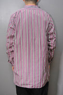 HEUGN Stripe Rob コットンオルタネイトストライプバンドカラーシャツ