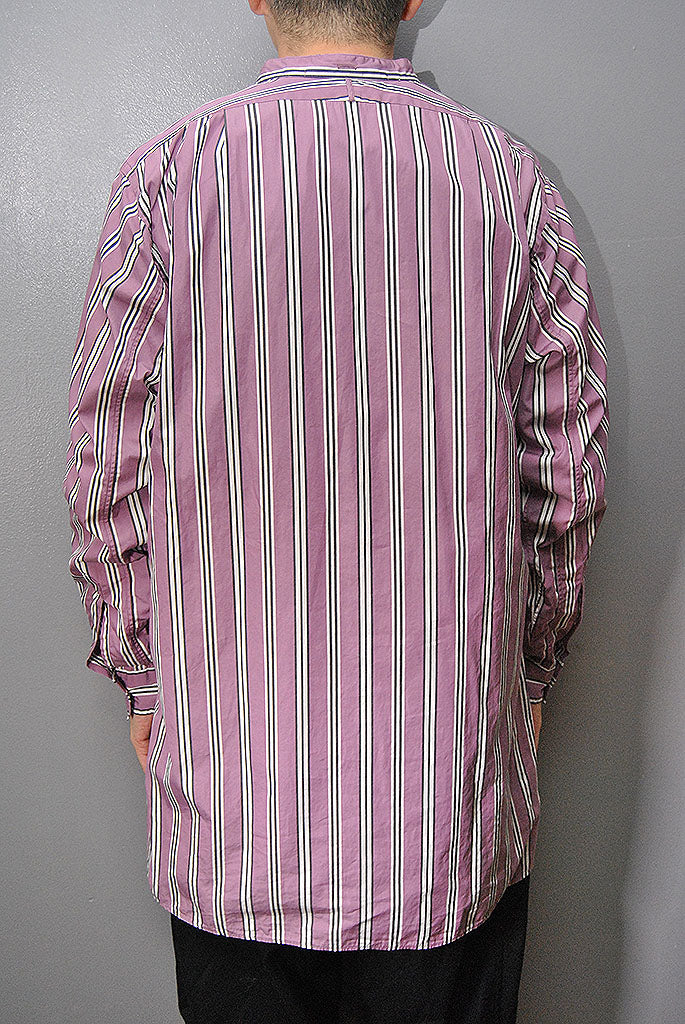 HEUGN Stripe Rob コットンオルタネイトストライプバンドカラーシャツ