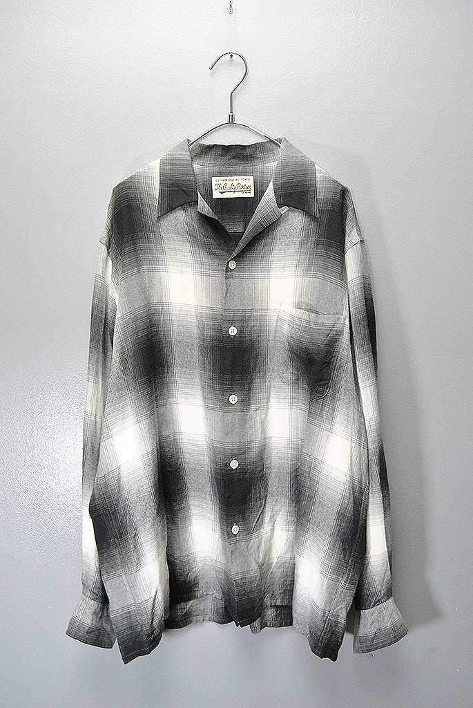 WACKO MARIA OMBRE CHECK OPEN COLLAR SHIRT