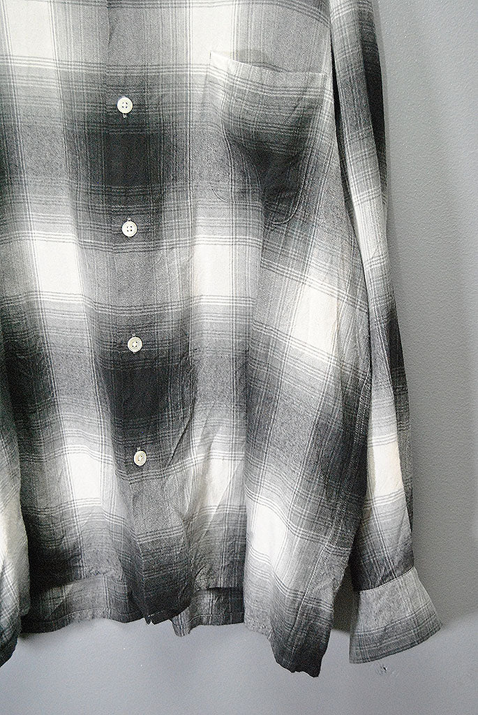 WACKO MARIA OMBRE CHECK OPEN COLLAR SHIRT