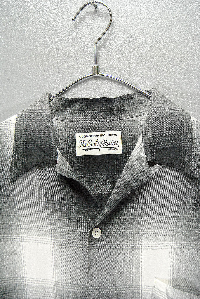 WACKO MARIA OMBRE CHECK OPEN COLLAR SHIRT