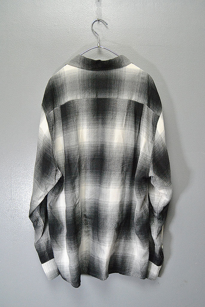 WACKO MARIA OMBRE CHECK OPEN COLLAR SHIRT