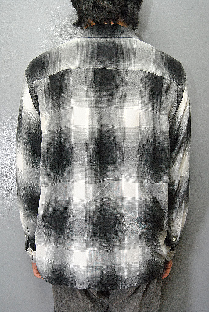 WACKO MARIA OMBRE CHECK OPEN COLLAR SHIRT