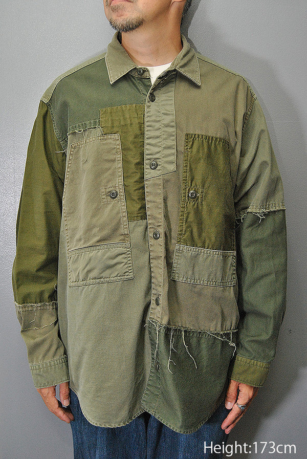 コムデギャルソンオム ミリタリーパッチワークシャツ M COMME des GARCONS HOMME ミリタリー パッチワークシャツ