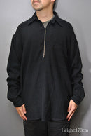 COMOLI カシミア和紙ハーフジップシャツ