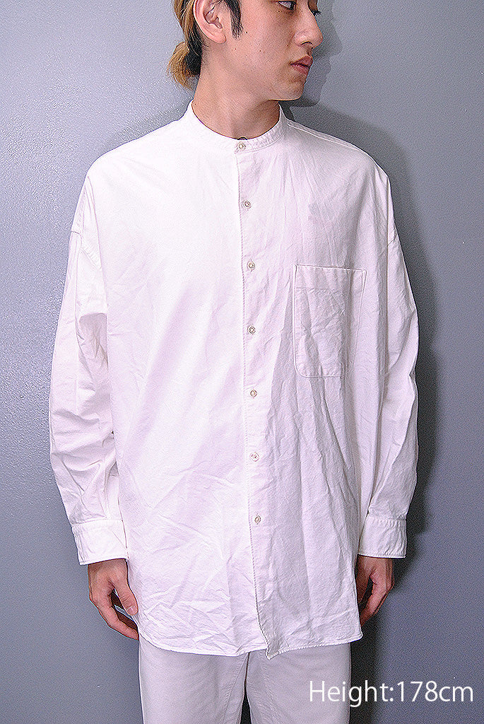 【Graphpaper】Oversized Oxford Band Collar Oxford L/S Oversized Band Collar Shirt – Graphpaper