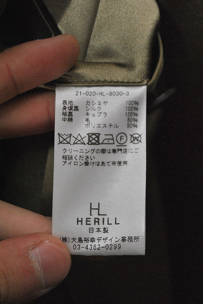 HERILL cashmere backsatin USARMY overcoat