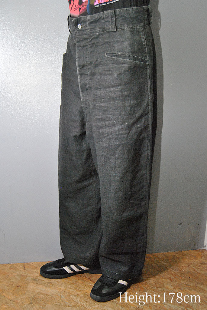 A.PRESSE  Vintage Black Linen Trousers