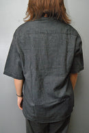 AURALEE SELVEDGE SUPER LIGHT DENIM HALF SLEEVED SHIRT / BLACK