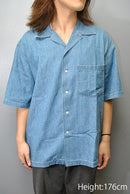 AURALEE SELVEDGE SUPER LIGHT DENIM HALF SLEEVED SHIRT / INDIGO