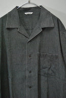 AURALEE SELVEDGE SUPER LIGHT DENIM HALF SLEEVED SHIRT / BLACK