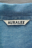 AURALEE SELVEDGE SUPER LIGHT DENIM HALF SLEEVED SHIRT / INDIGO