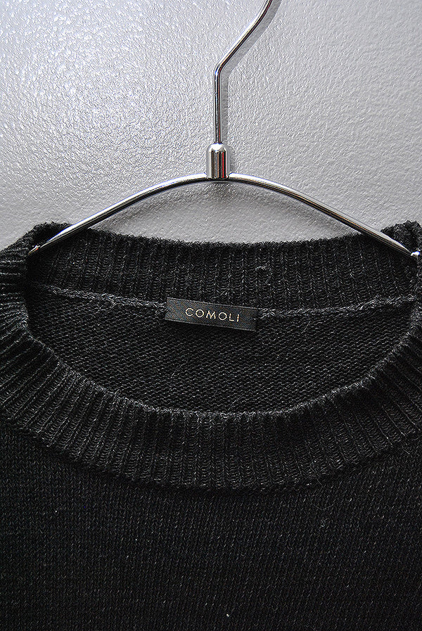 COMOLI 21ss インディゴクルーネックニット BLACK COMOLI インディゴクルーネックニット