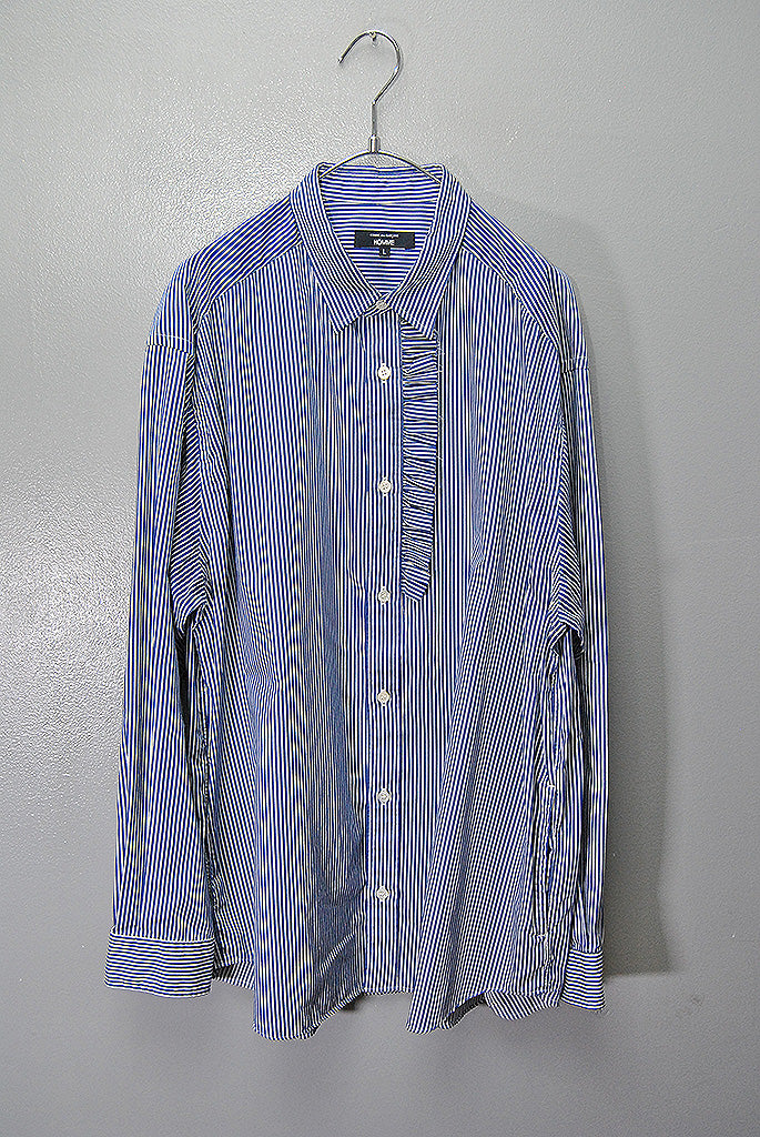 COMME des GARCONS HOMME 綿ストライプ ギャザーシャツ