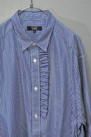 COMME des GARCONS HOMME 綿ストライプ ギャザーシャツ