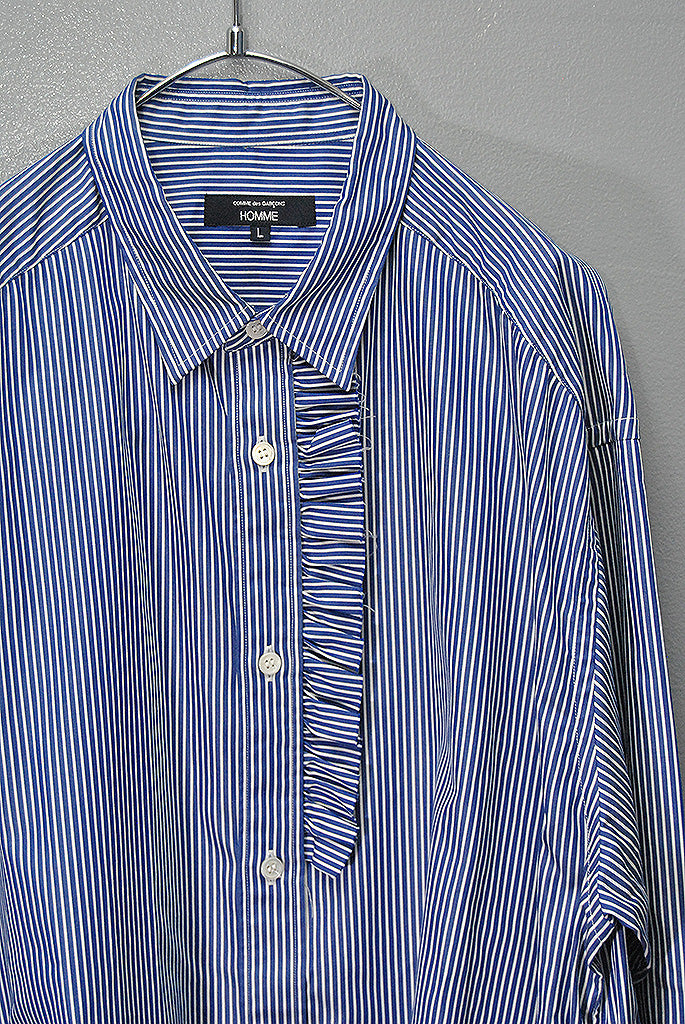 COMME des GARCONS HOMME 綿ストライプ ギャザーシャツ