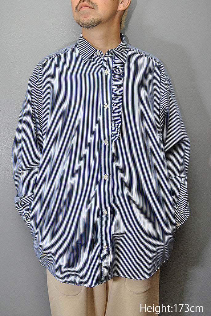 COMME des GARCONS HOMME 綿ストライプ ギャザーシャツ