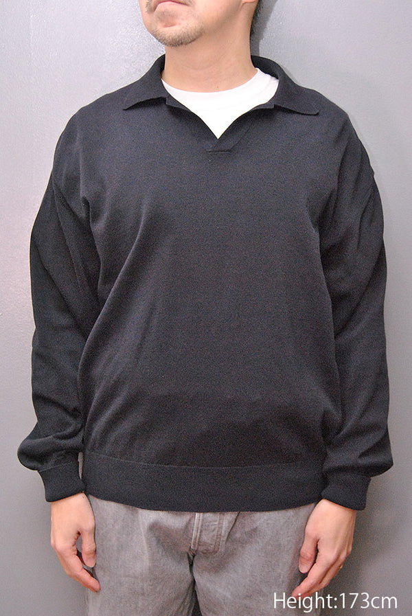 トップス KAPTAINSUNSHINE CottonKnit Skipper Shirt Kaptain Sunshine Cotton Knit Skipper Shirt - Navy | Wallace