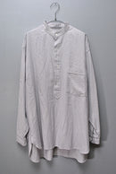 COMOLI C/CAストライプ プルオーバーシャツ