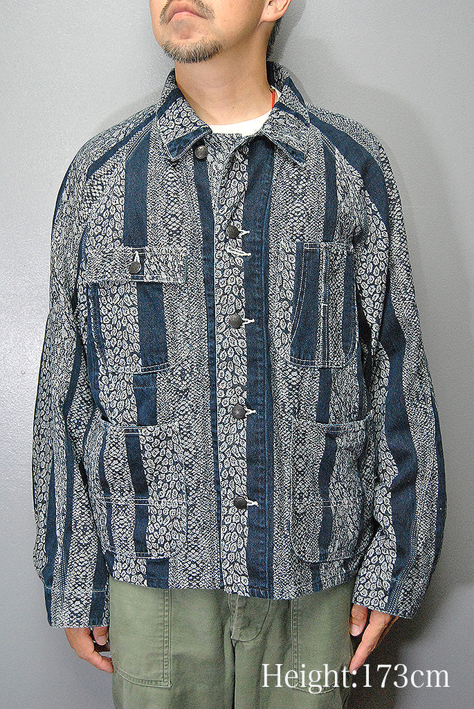 Needles Short Coverall 10oz Denim Python Jacquard