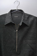 COMOLI カシミア和紙ハーフジップシャツ