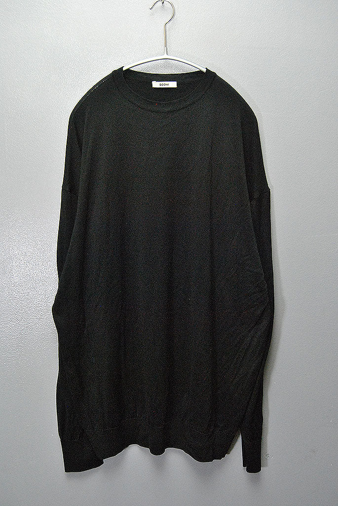 BODHI SILK HIGH GAUGE CREW - BLACK