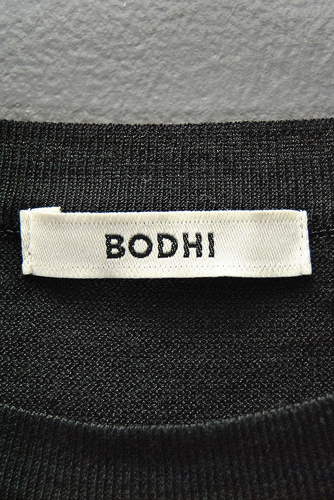 BODHI SILK HIGH GAUGE CREW - BLACK