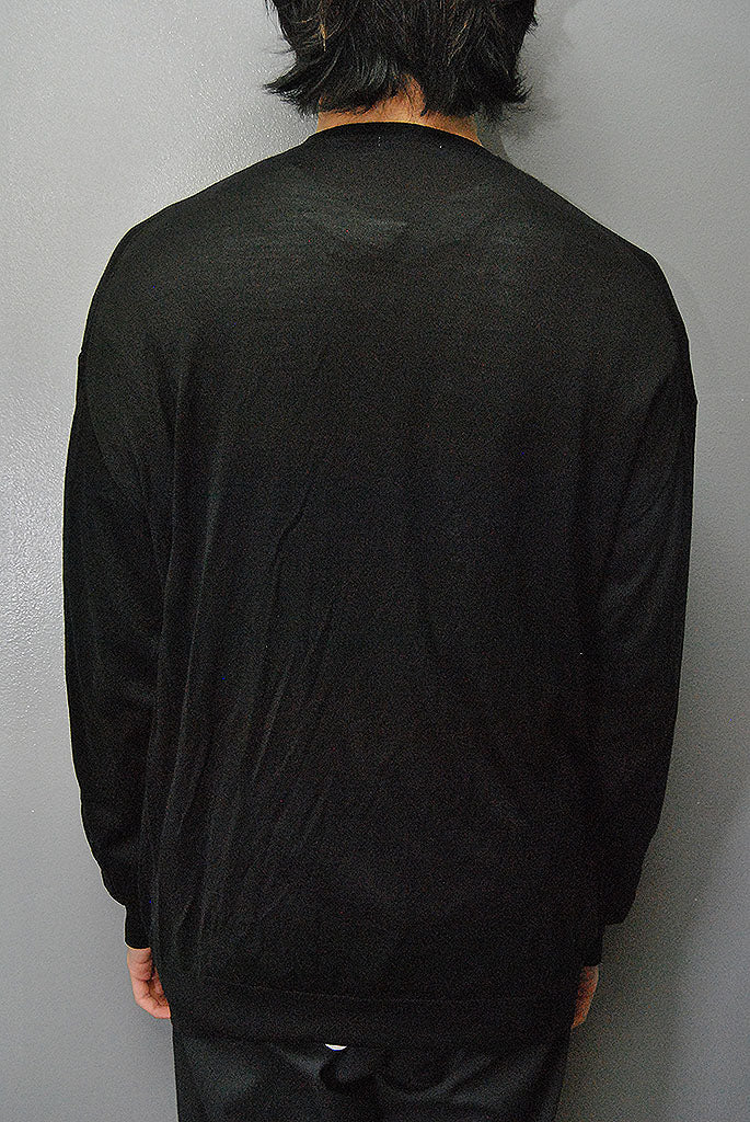 BODHI SILK HIGH GAUGE CREW - BLACK