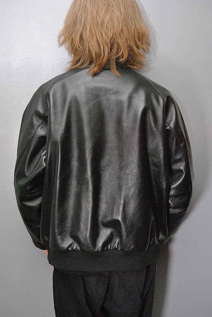 A.PRESSE Leather Harrington Jacket