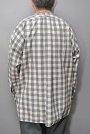 HEUGN MORISS コットンブロックチェックバンドカラーシャツ