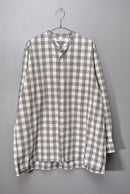 HEUGN MORISS コットンブロックチェックバンドカラーシャツ