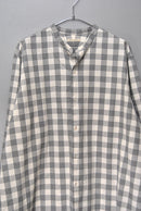 HEUGN MORISS コットンブロックチェックバンドカラーシャツ