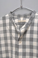 HEUGN MORISS コットンブロックチェックバンドカラーシャツ