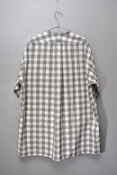 HEUGN MORISS コットンブロックチェックバンドカラーシャツ