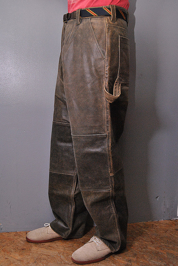 STUSSY レザーワークパンツ　28インチ WORK PANT DISTRESSED LEATHER | Parallel