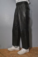 YOKE BELTED LEATHER 2TUCK TROUSERS