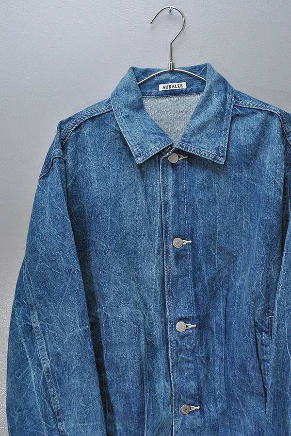 AURALEE silk denim ノーカラージャケット AURALEE - オーラリー ジャケット シルク デニム ノーカラー