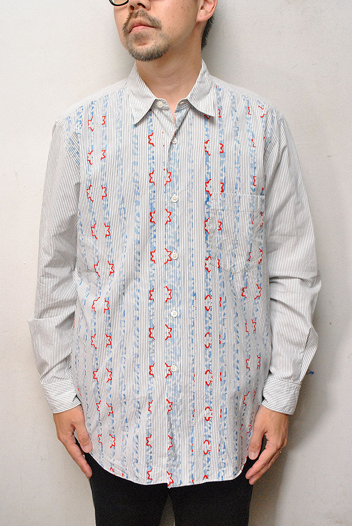 COMME des GARCONS SHIRT フラワープリントストライプシャツ
