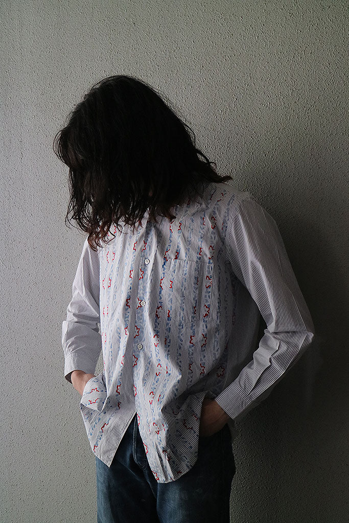 COMME des GARCONS SHIRT フラワープリントストライプシャツ