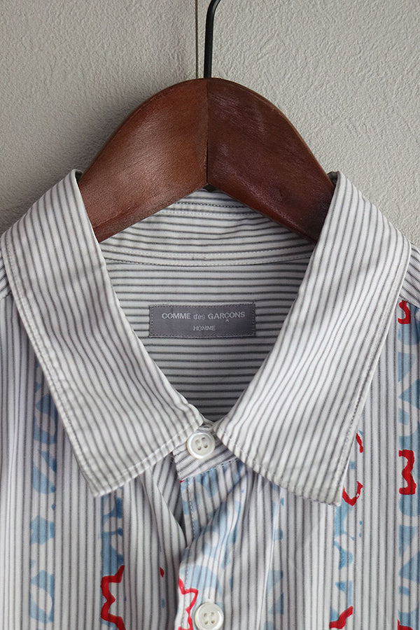 COMME des GARCONS SHIRT フラワープリントストライプシャツ COMME des GARCONS SHIRT フラワープリントストライプシャツ