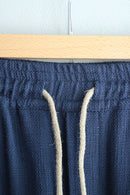 FRANK LEDER INDIGO PIECE DYED COTTON DRAWSTRING PANTS