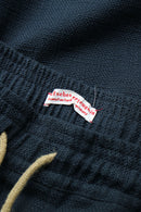 FRANK LEDER INDIGO PIECE DYED COTTON DRAWSTRING PANTS