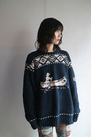 90'S POLO SPORT Hand Knit Linen Cotton Sweater